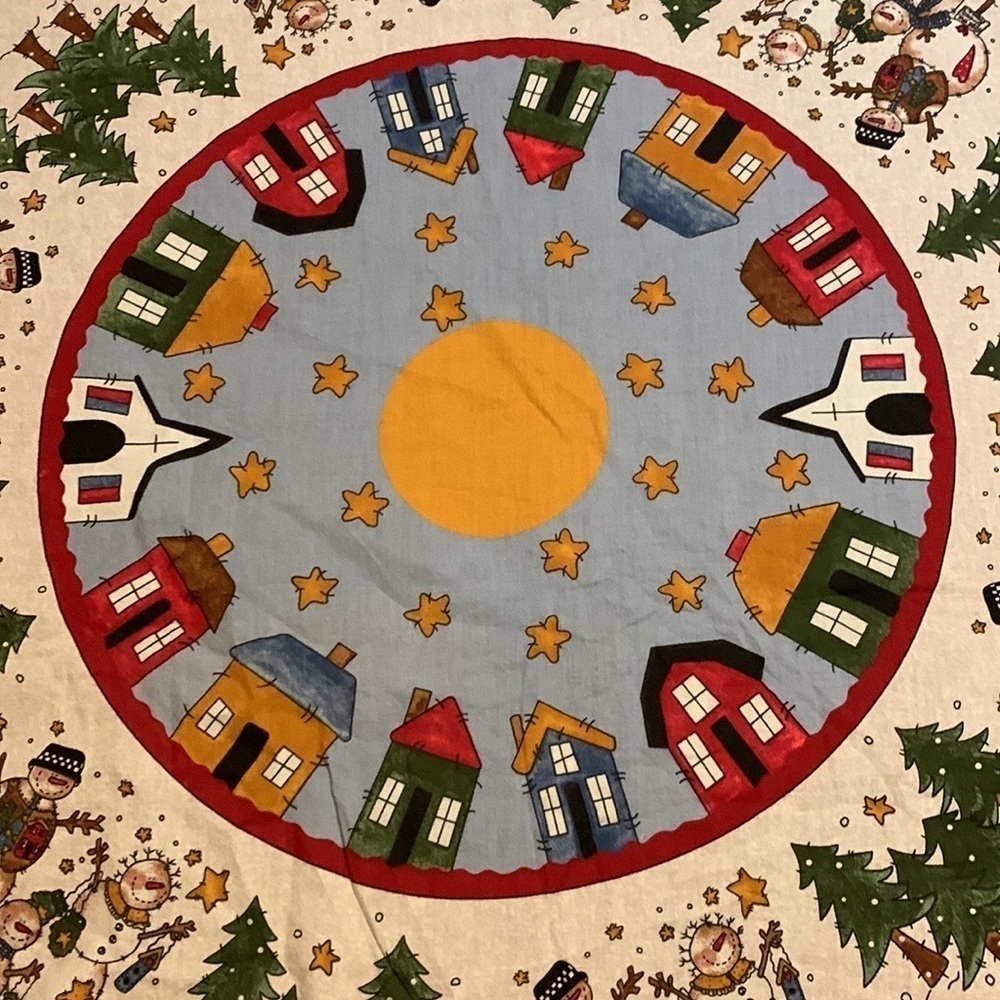 Vintage Let It Snow Christmas tree skirt Sewing panel / fabric - Picture 5 of 8